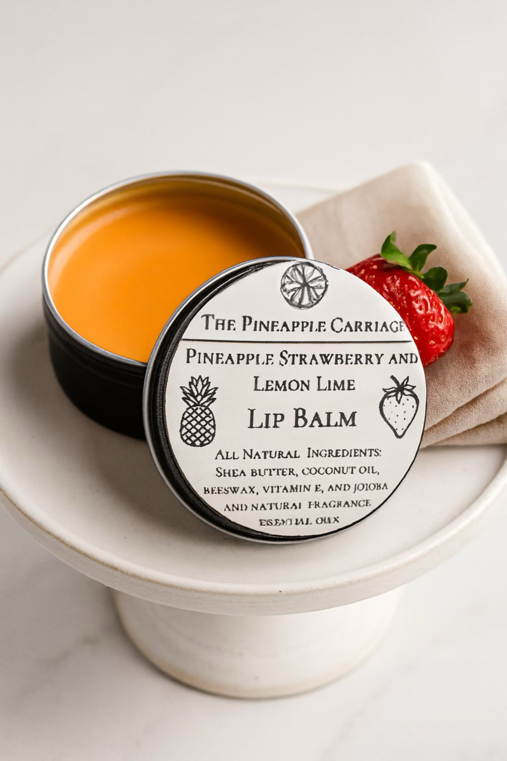 Pineapple Strawberry and Lemon Lime Handmade Lip Balm Tin